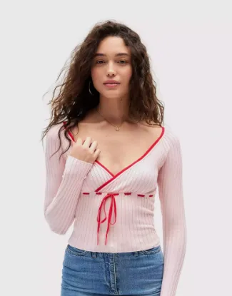 Picture of Deep Neck Ribbon Sweater